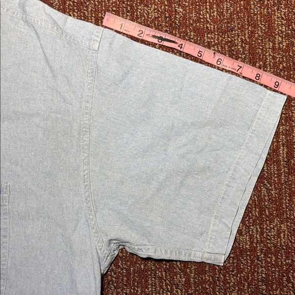 Vintage Chaps Ralph Lauren men’s short sleeve light wash denim Button-Down Shirt - Picture 5 of 12